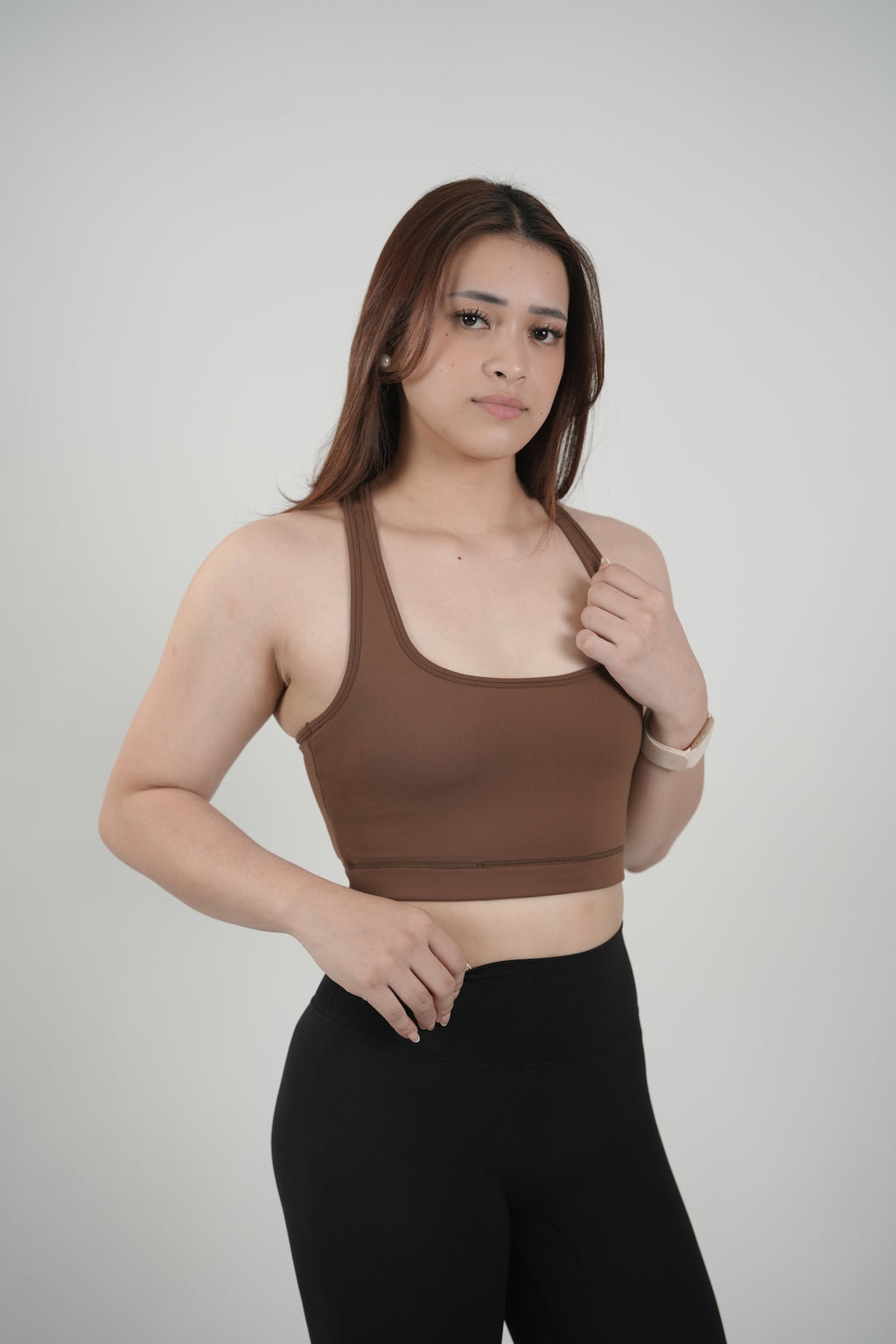 Racerback Sports Bra in Espresso
