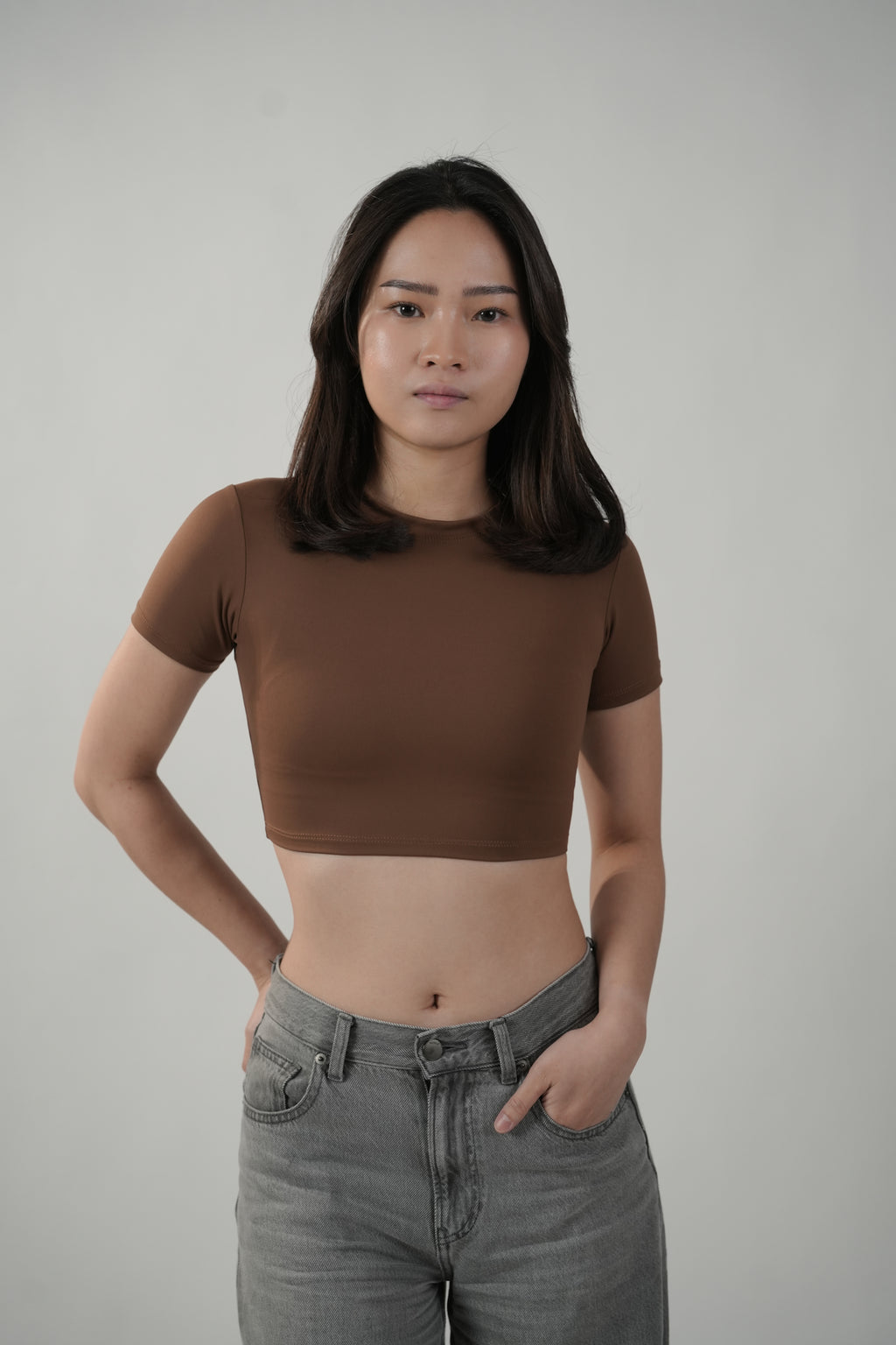 Cropped Tee in Espresso