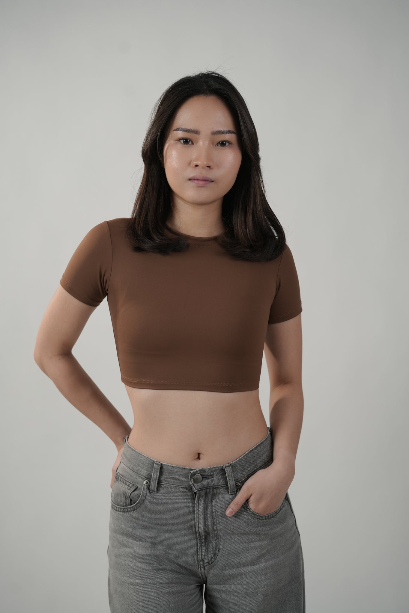 Cropped Tee in Espresso