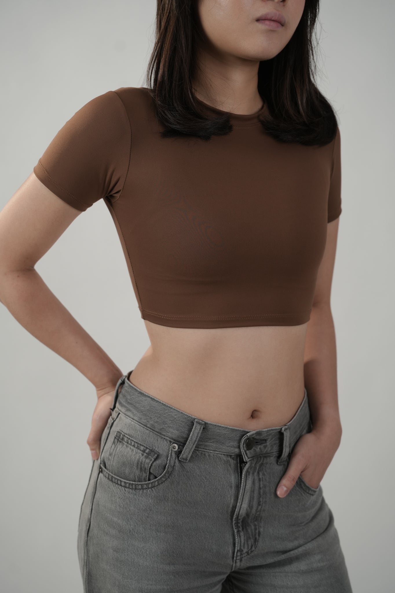 Cropped Tee in Espresso