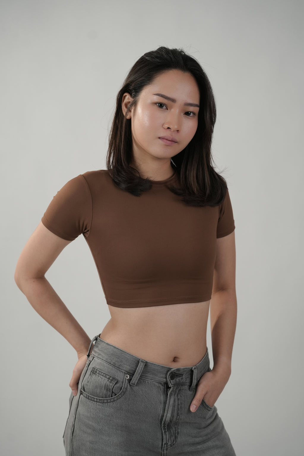 Cropped Tee in Espresso