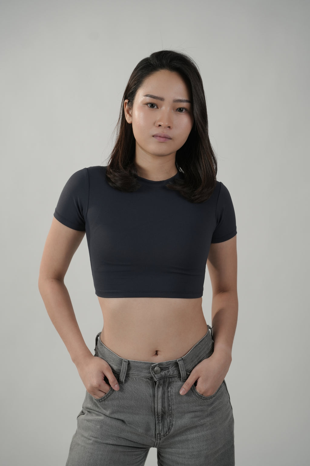 Cropped Tee in Slate