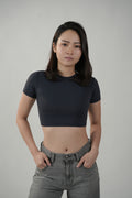 Cropped Tee in Slate