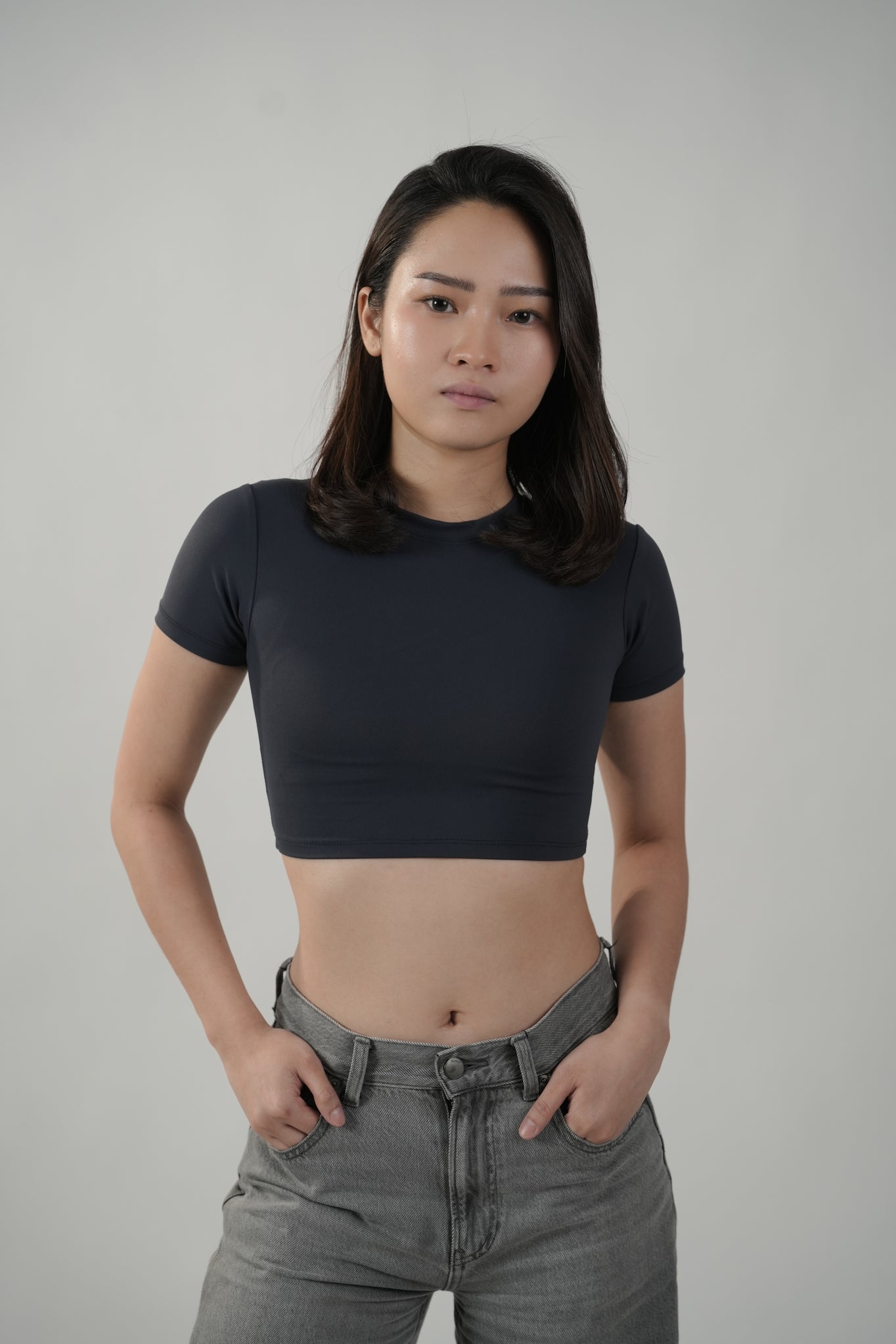 Cropped Tee in Slate