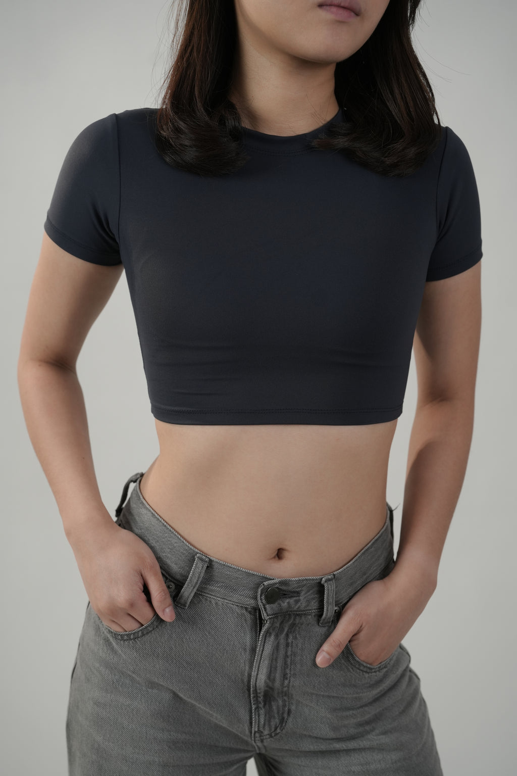Cropped Tee in Slate