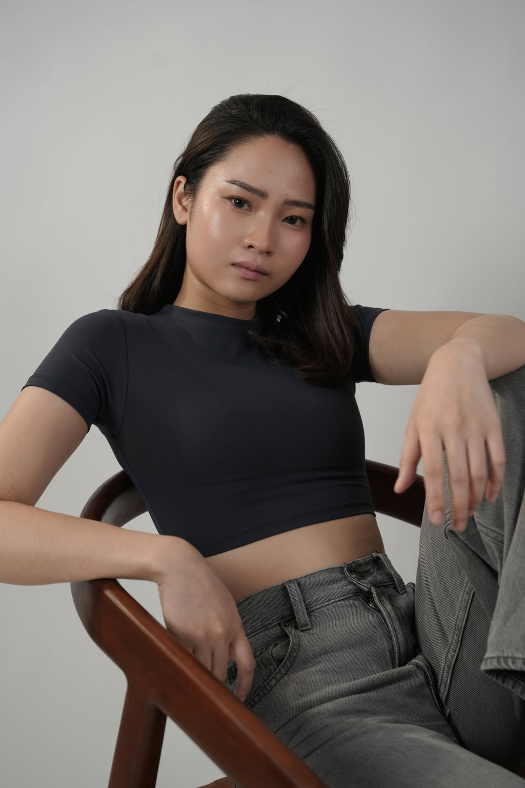 Cropped Tee in Slate