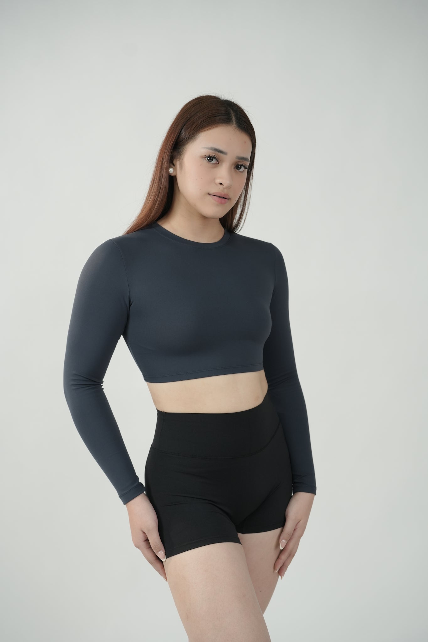 Cropped Long Sleeve in Slate